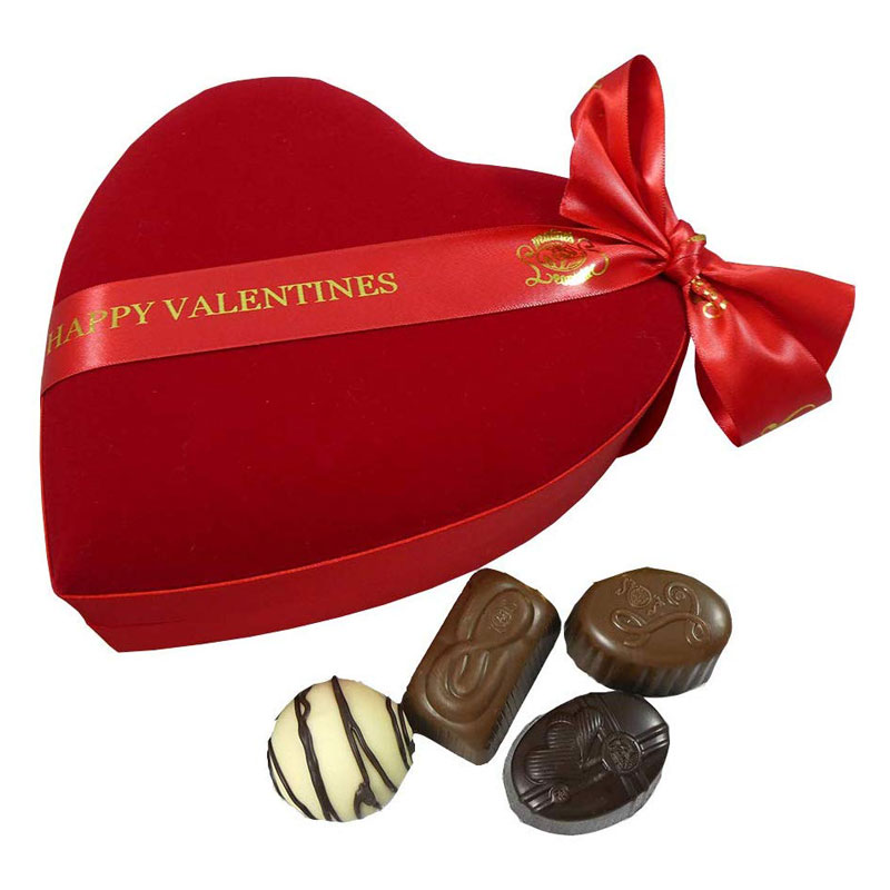 Luxury Belgian Leonidas Chocolates in Velvet Heart Gift Box