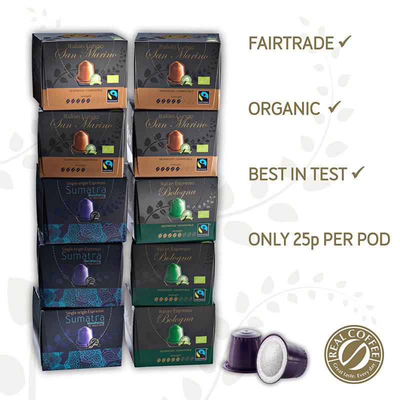 100 Organic & Fairtrade Nespresso Compatible Pods