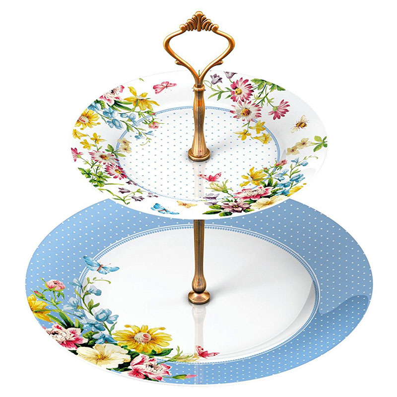 Creative Tops Katie Alice English Garden Shabby Chic 2-Tier Porcelain Cake Plate Stand