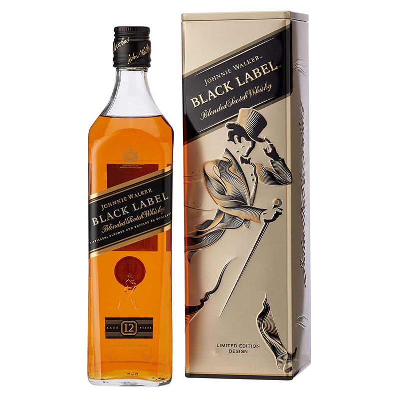 Johnnie Walker Black Label 12 years old Blended Scotch Whisky 70cl with Limited Edition Gift Tin