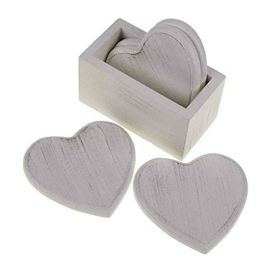 Set of Shabby Chic White Heart Coasters