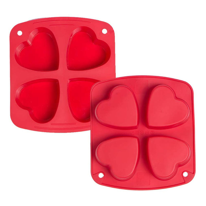 webake 2 Pack Silicone Cake Mould / Muffin Tray Non-Stick Heart Shaped Bakeware Set
