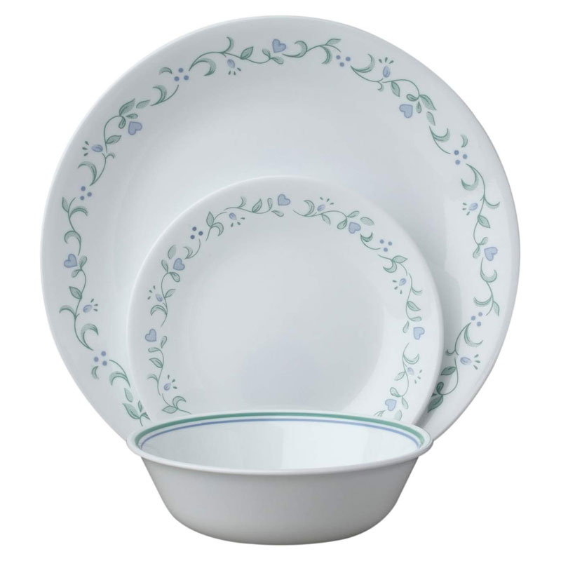 Corelle Vitrelle Glass 12-Piece Country Cottage Chip and Break Resistant Dinner Set
