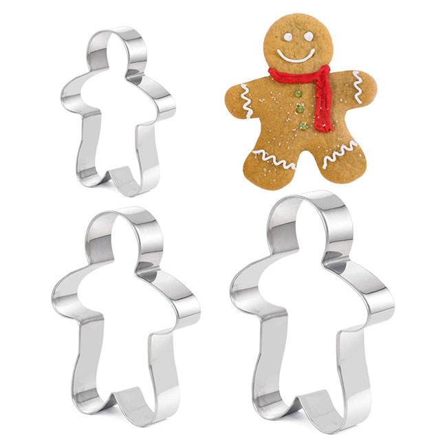 TRIXES 3 Piece Ginger Bread Man Cookie Cutters