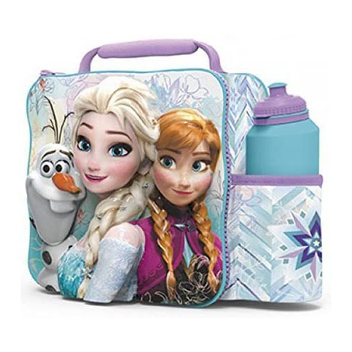 Frozen Kids Children 3D Lunch Box Bag With Sport Water Bottle