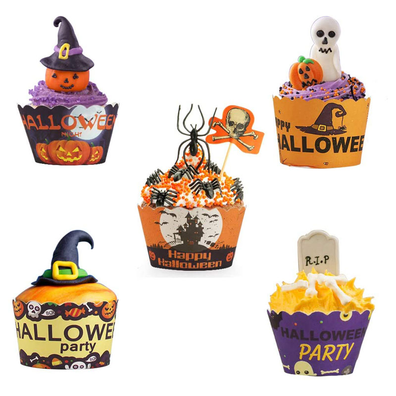 LOKIPA 100 Halloween Cupcake Liner Muffin Wrapper Cases