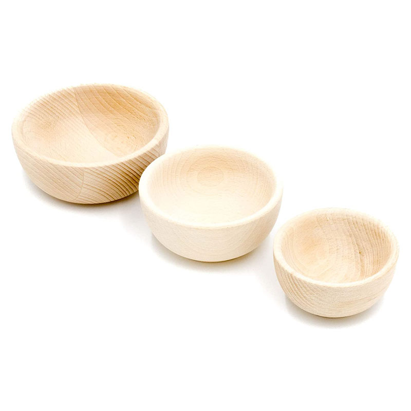 MadeForHome Set of 3 Natural Wooden Beech Bowls