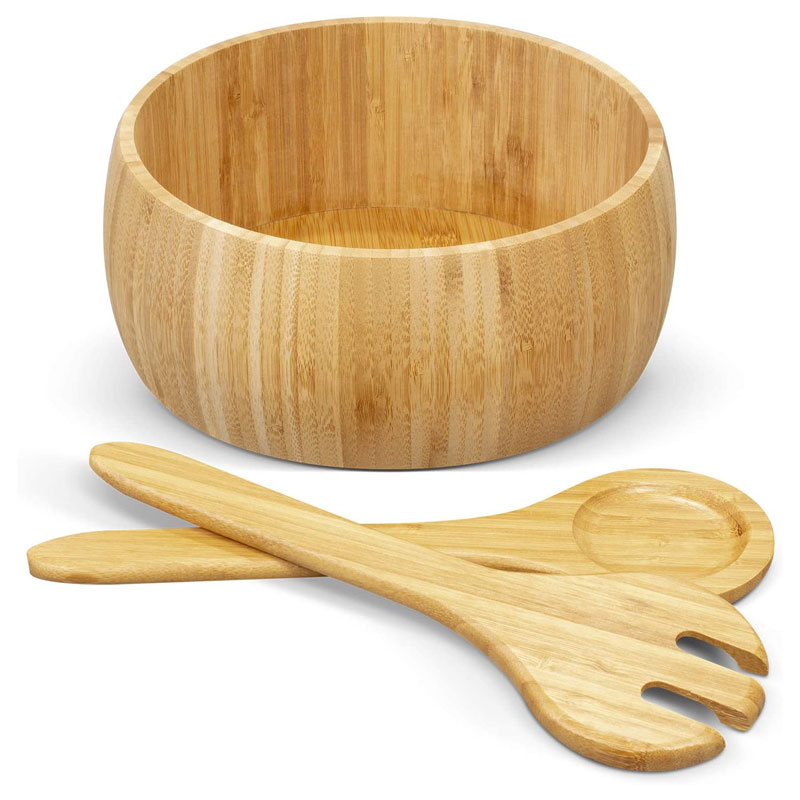 woodluv Bamboo Bowls with 2 Serving Utensils