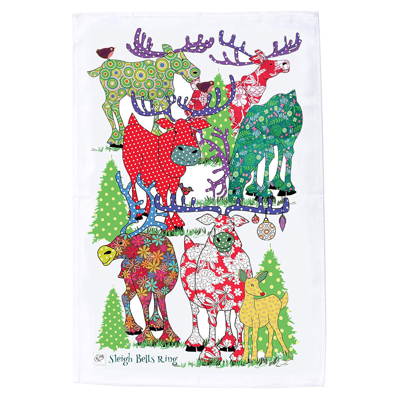 Reindeer Christmas Tea Towel By Mollymac