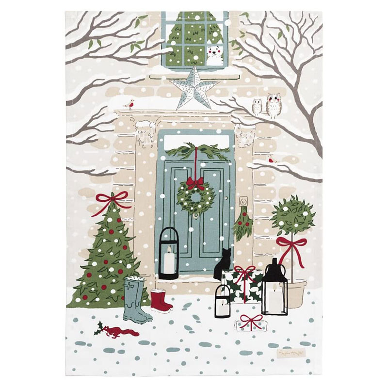 Sophie Allport Holly & Berry Home for Christmas Tea Towel