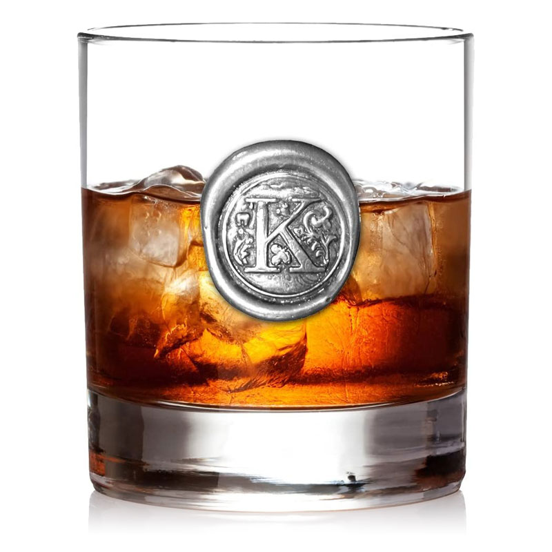 English Pewter Company 11oz Whisky Glass Tumbler with Monogram Initial