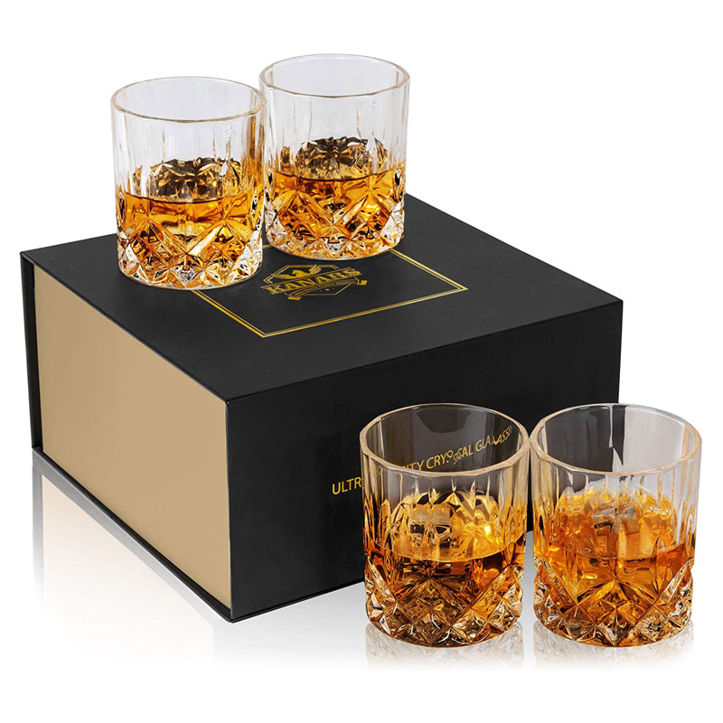 KANARS 4 Piece No-Lead Crystal Whiskey Glasses Set
