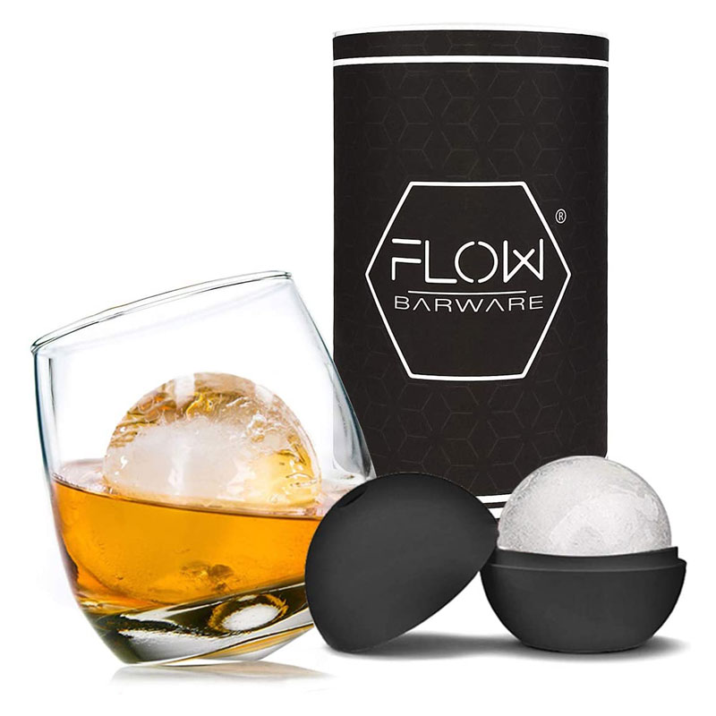 Rocking Whiskey Glass & Mega Ice Ball Mould Set