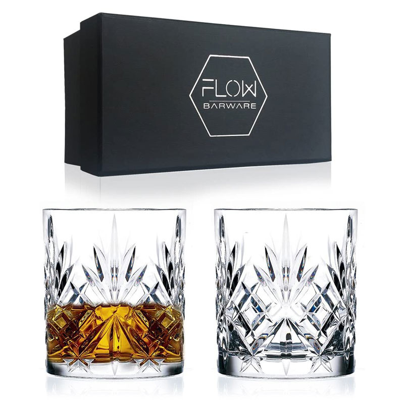 Set of 2 Crystal Whiskey Glasses by FLOW