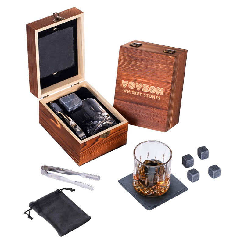 Whiskey Stones and Glass Gift Set for Men