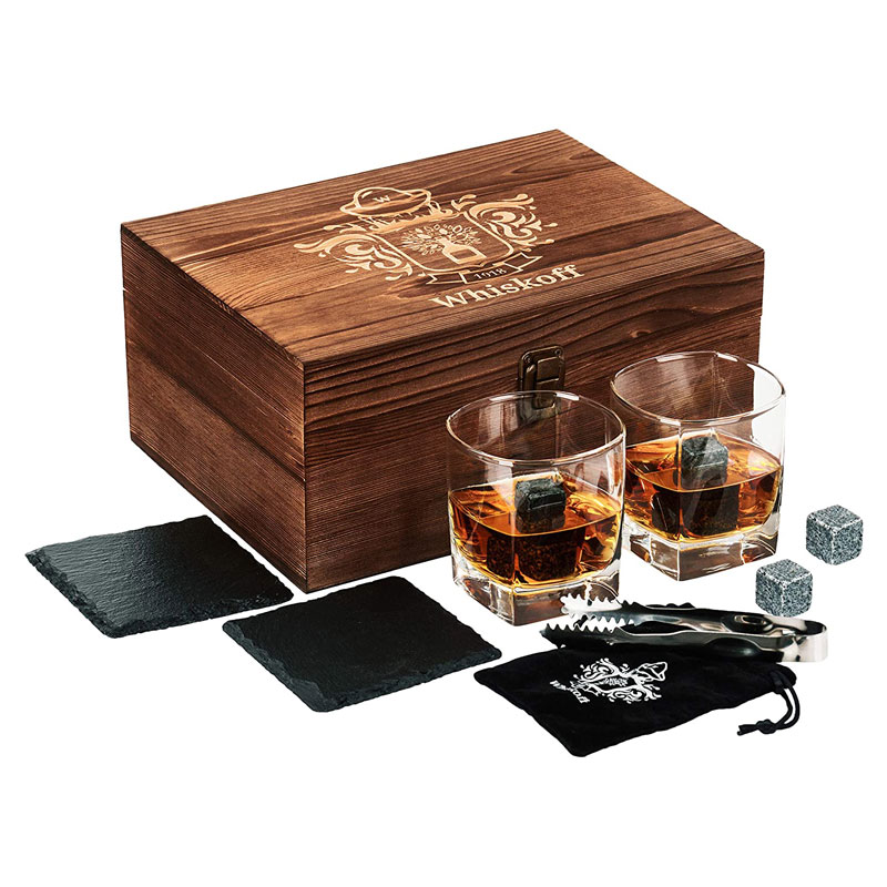 Whiskoff Whiskey Glasses and Stones Gift Set
