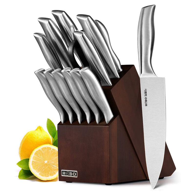 HOBO 14-Piece Kitchen Knife Set with Block Wooden