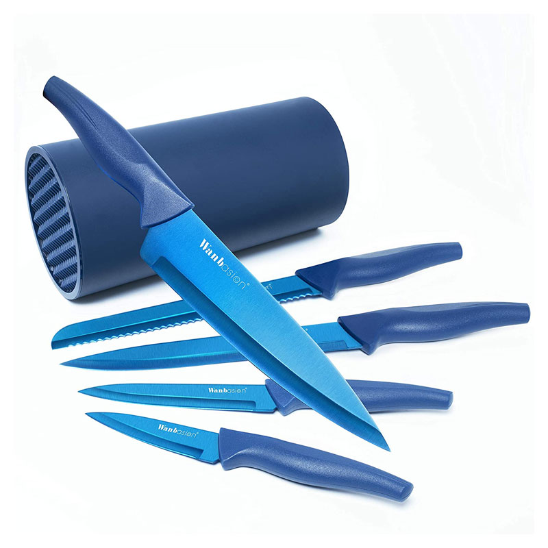 Wanbasion Professional Blue Kitchen Knives Block Set