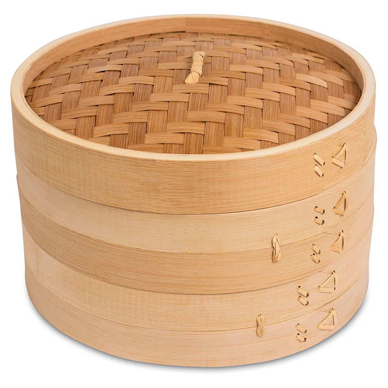 BirdRock Home Large 25cm Bamboo Chinese 2 Tier Steamer