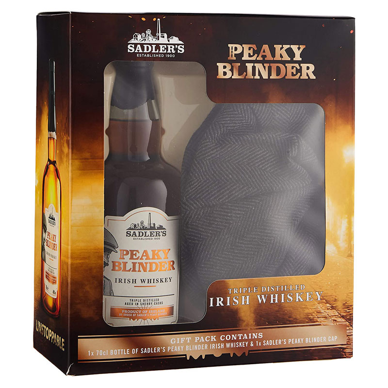 Sadler's Peaky Blinder Whiskey Gift Set with a Gasby Style Cap