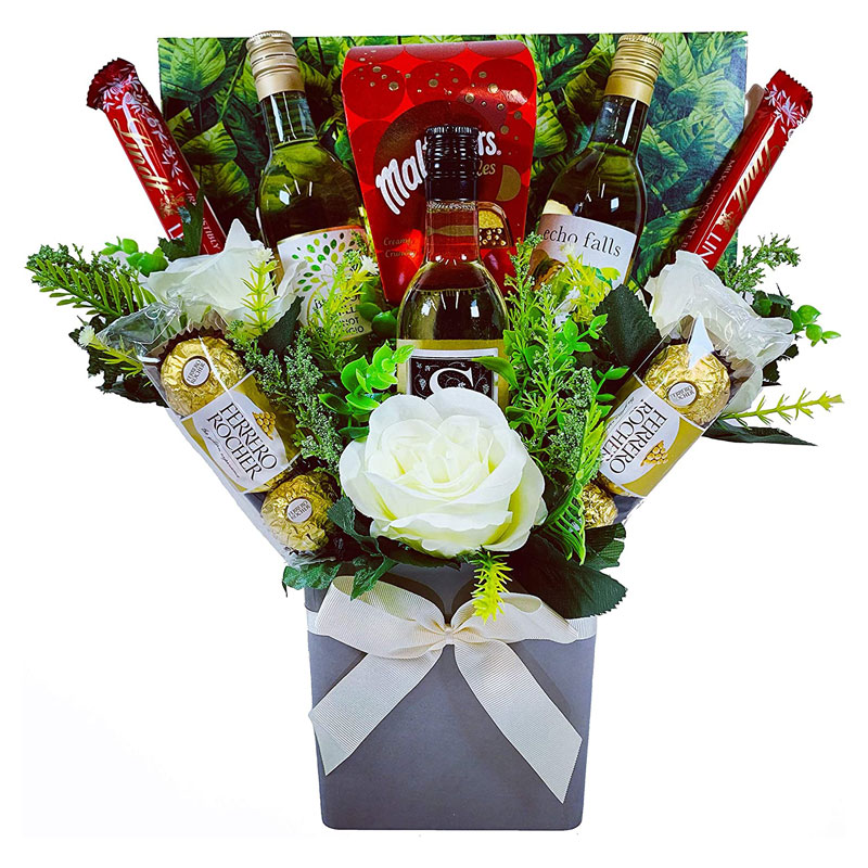 The White Wine Collection & Chocolate Bouquet Gift Hamper